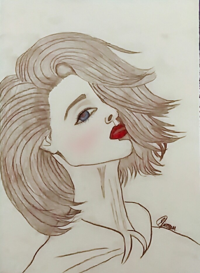 Arts Drawing Depression  Drawing Short Hair Girl  458x559 PNG Download   PNGkit