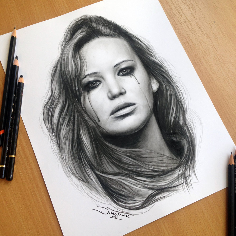 Jennifer Lawrence Realistic Drawing