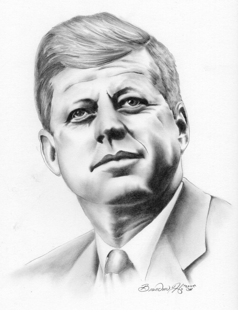 John F Kennedy Realistic Drawing