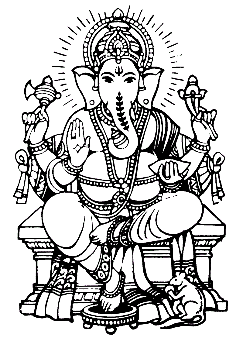 Hindu lord ganesha ornate sketch drawing Vector Image