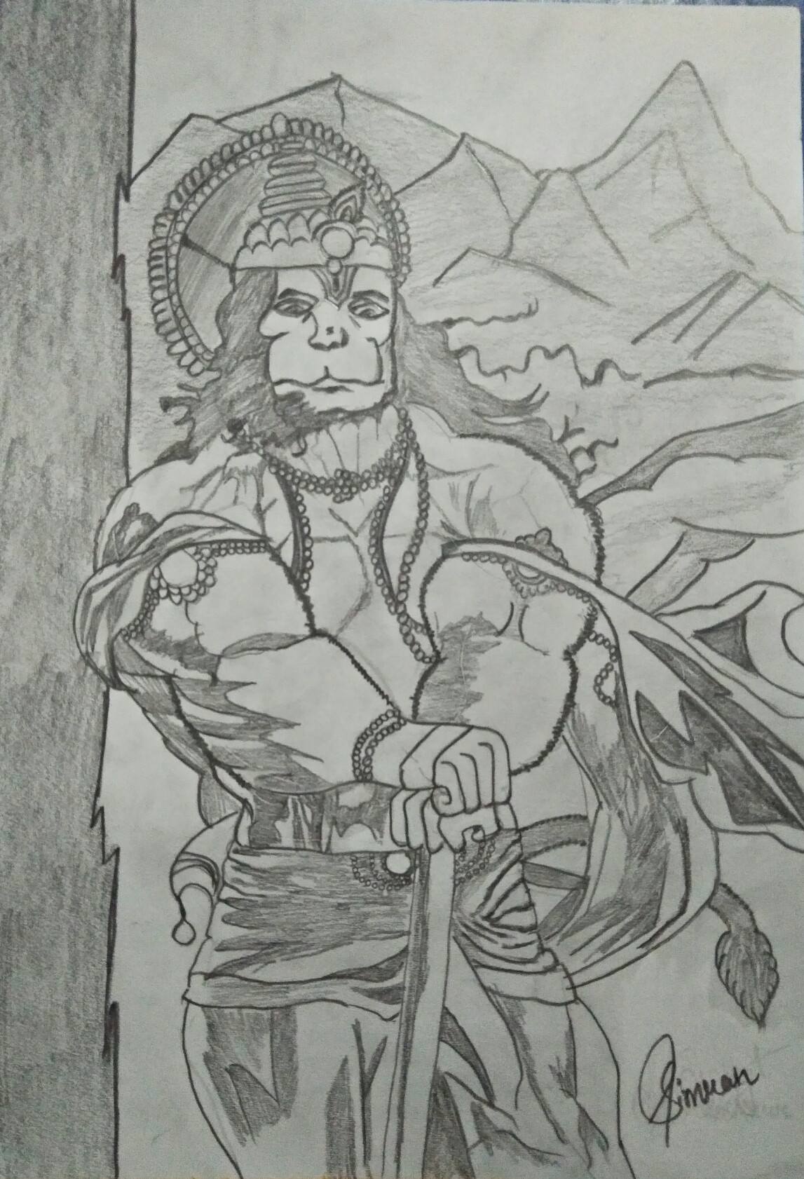 Lord Hanuman Sketch Drawing Image