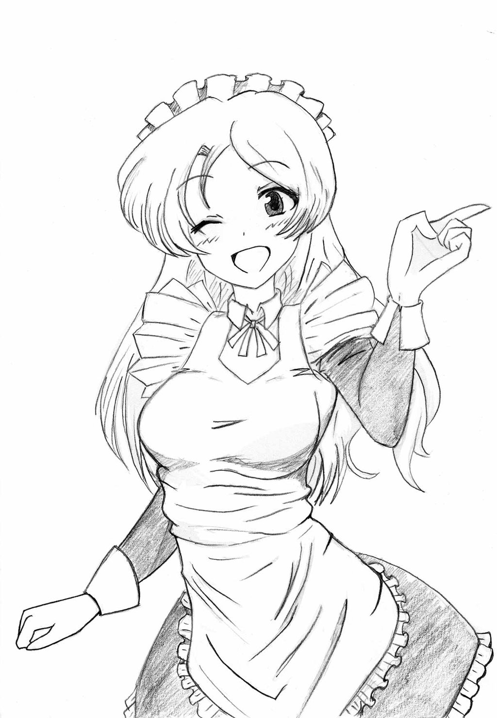 Maid Realistic Drawing
