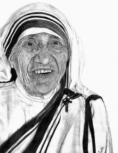 Mother Teresa Realistic Drawing