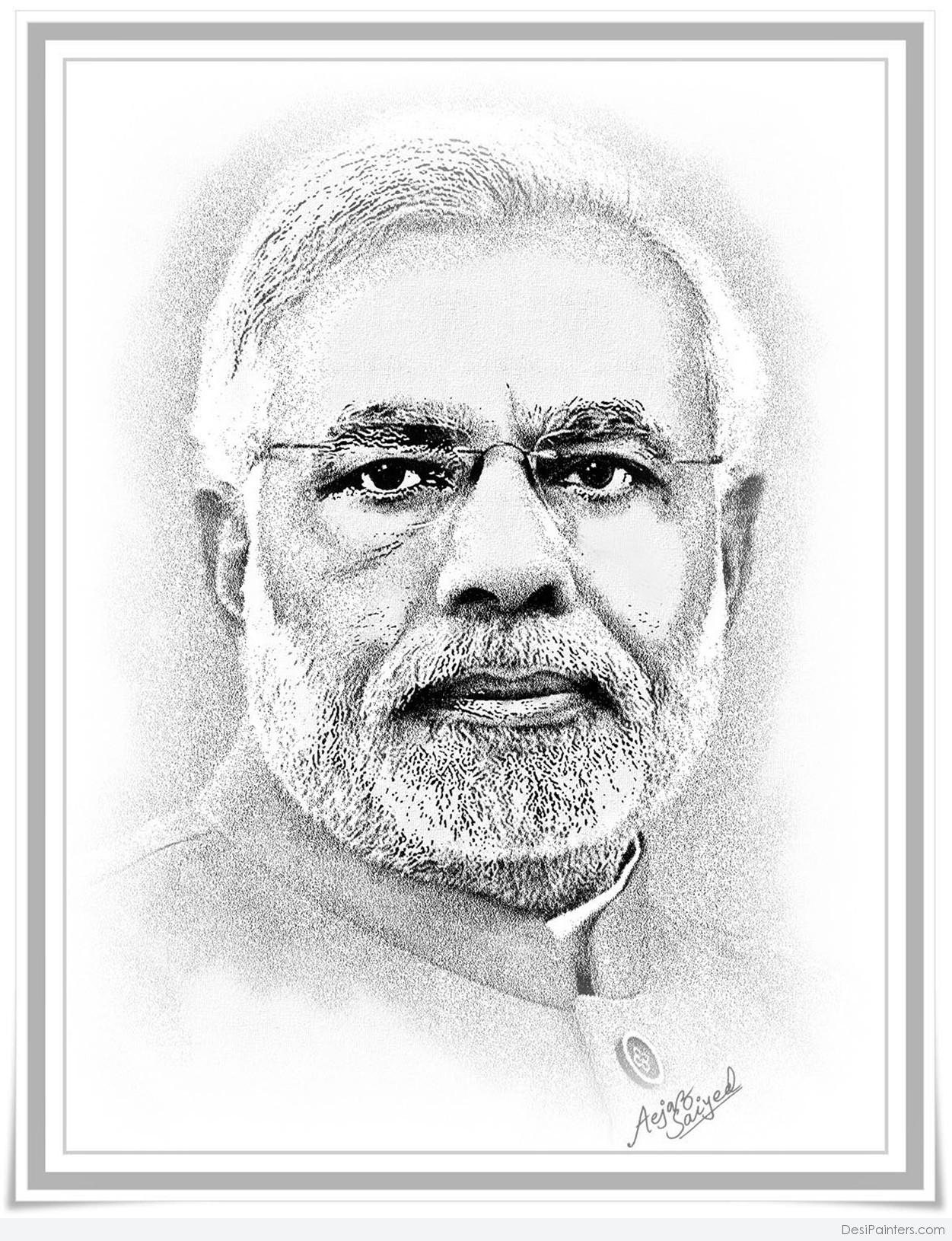 Narendra Modi Drawing, Pencil, Sketch, Colorful, Realistic Art Images