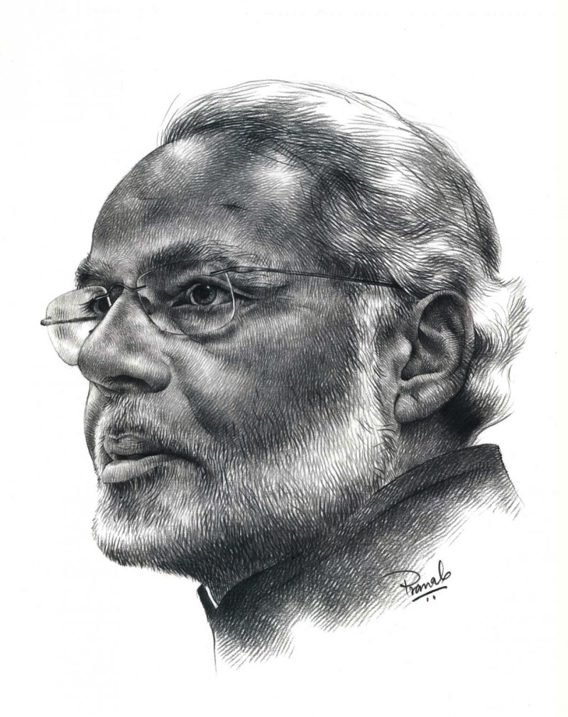 Narendra Modi Drawing by Salman Ravish - Fine Art America