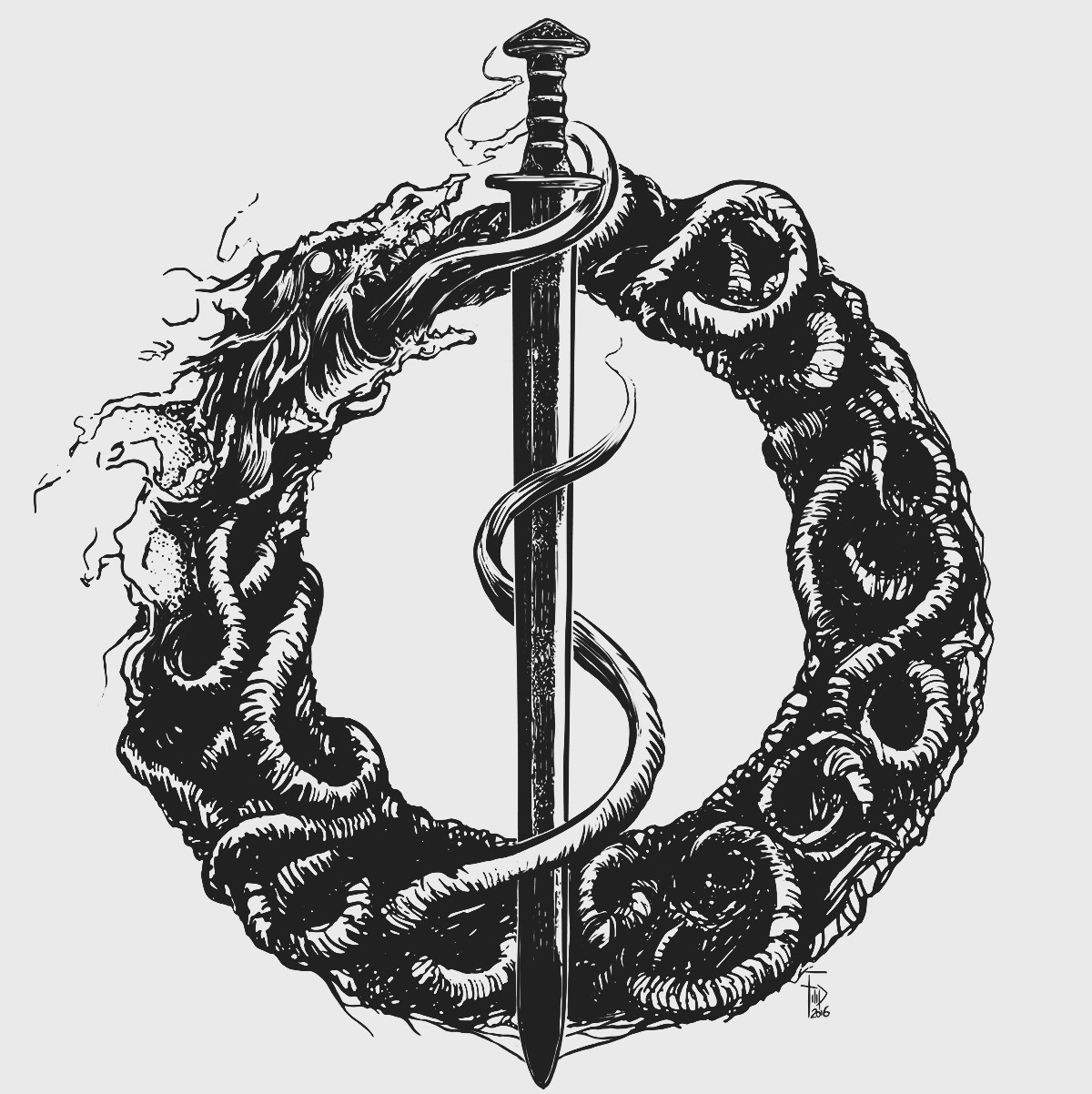 Ouroboros Realistic Drawing