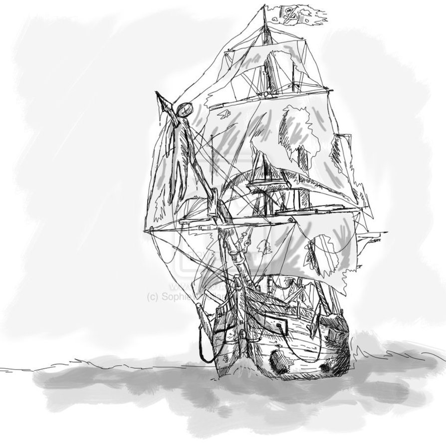 Pirate Boat Beautiful Image Drawing