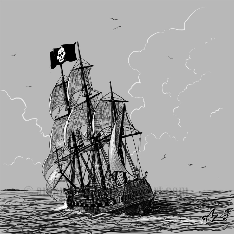 Pirate Boat Drawing Image