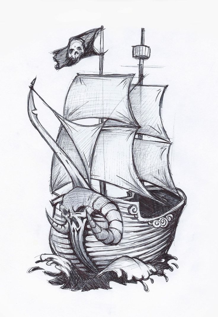 Pirate Boat Image Drawing
