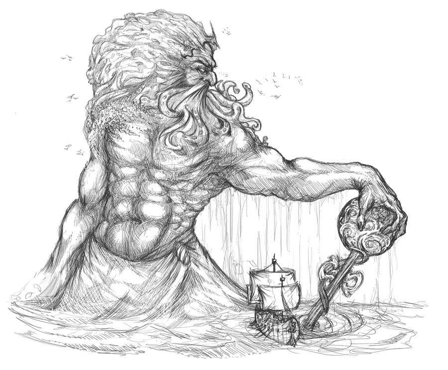 Poseidon Realistic Drawing