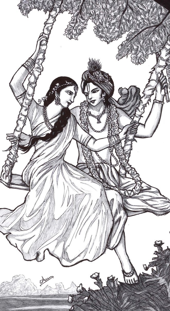 Radha Krishna Amazing Drawing