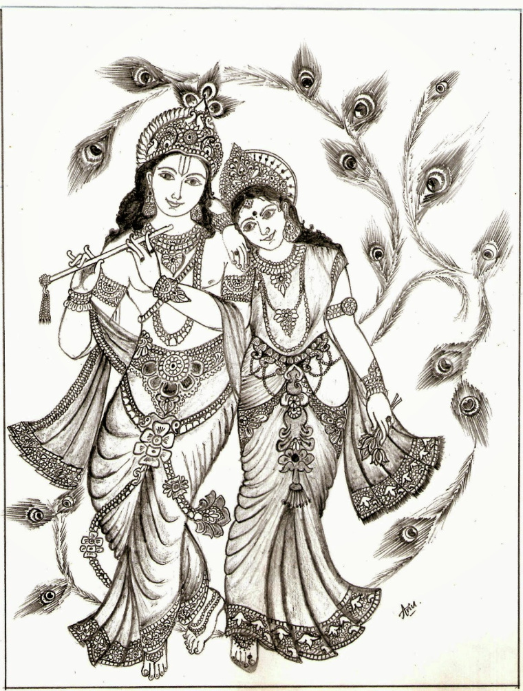 Radhe Krishna Drawing Water Colour Tubes Size - GranNino-saigonsouth.com.vn