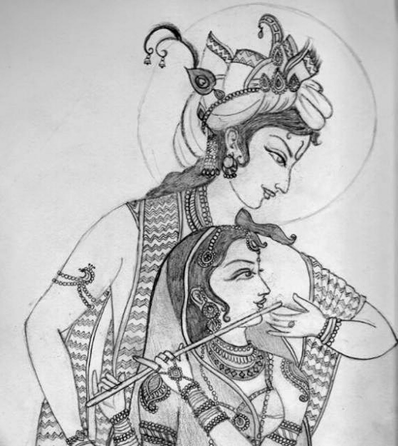 Radha Krishna Drawing