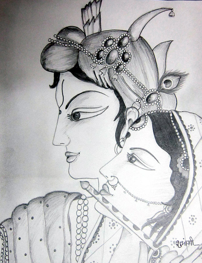 Radha Krishna High-Quality Drawing