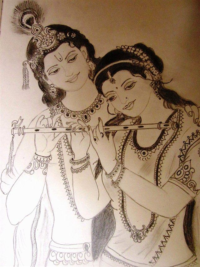 Radha Krishna Image Drawing