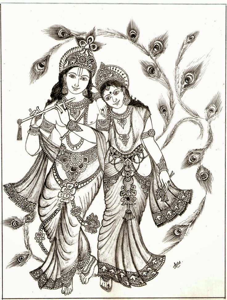 Radha Krishna Photo Drawing