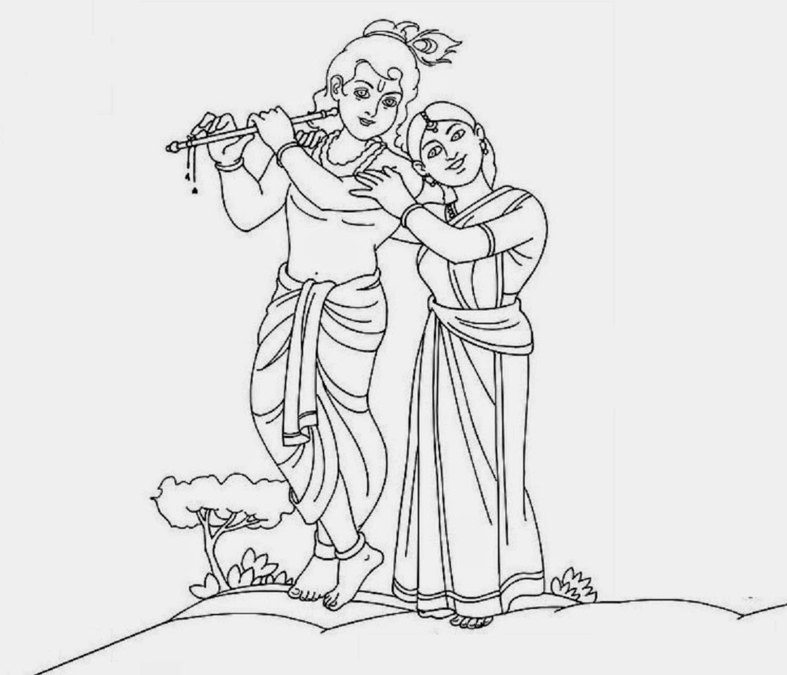 Radha Krishna Photo Drawing