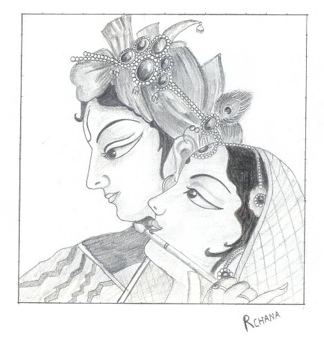 Radha Krishna Picture Drawing