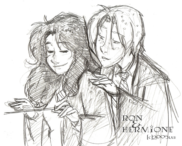 Ron And Hermione Beautiful Image Drawing