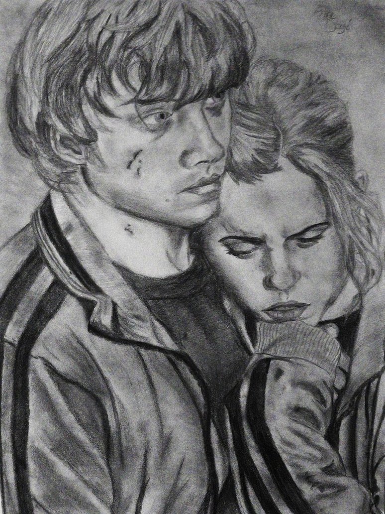 Ron And Hermione Realistic Drawing