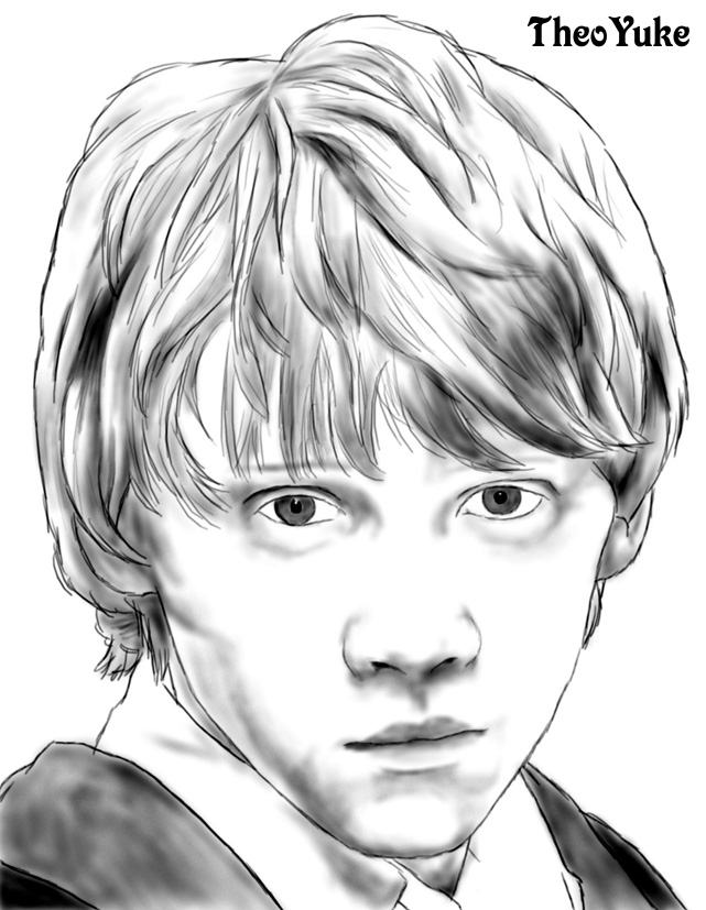 Ron Weasley Print  Retrato a lápis Desenho de rosto realista Desenhos  harry potter