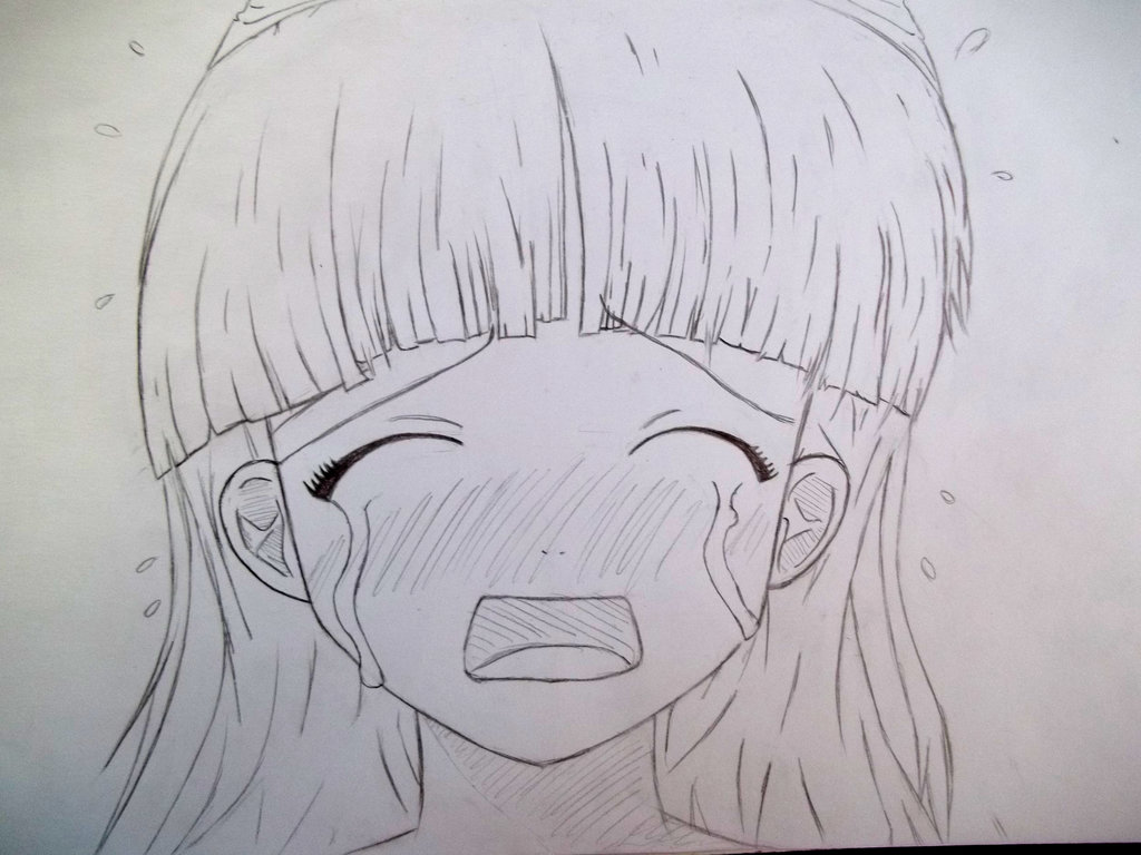Sad Anime Girl Crying Art
