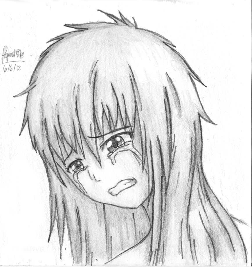 Sad Anime Girl Crying Best Art  Drawing Skill