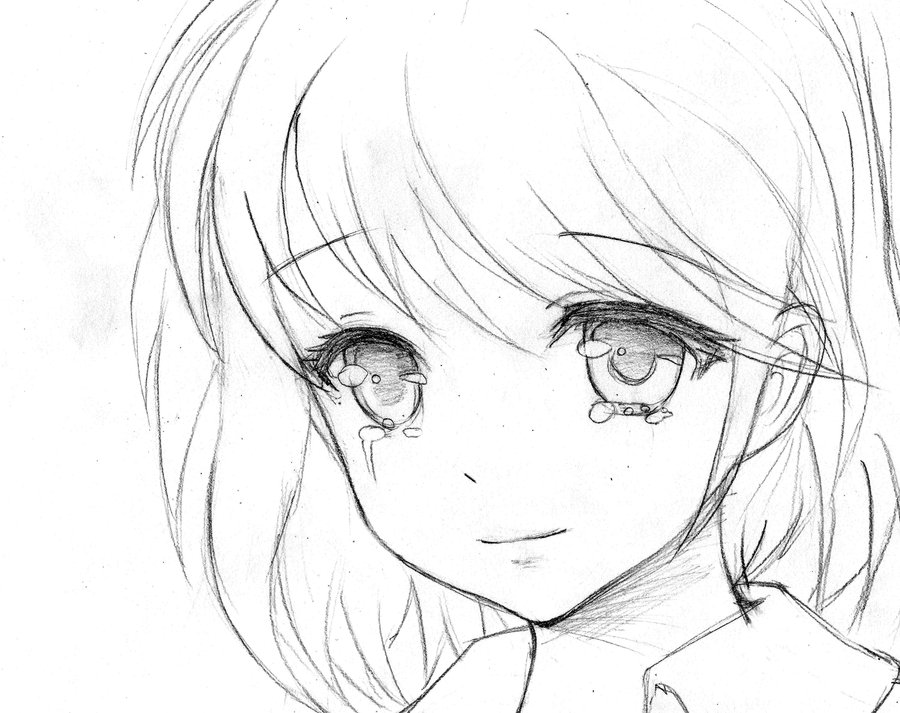 Sad Anime Girl Crying Drawing