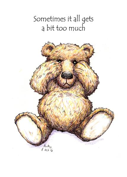 Sad Teddy Bear High-Quality Drawing