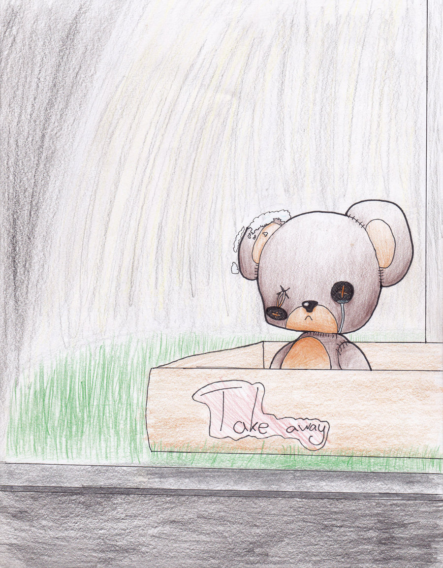 Sad Teddy Bear Realistic Drawing