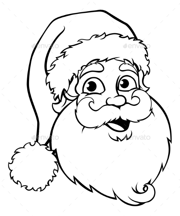 Santa Claus Face Picture Drawing