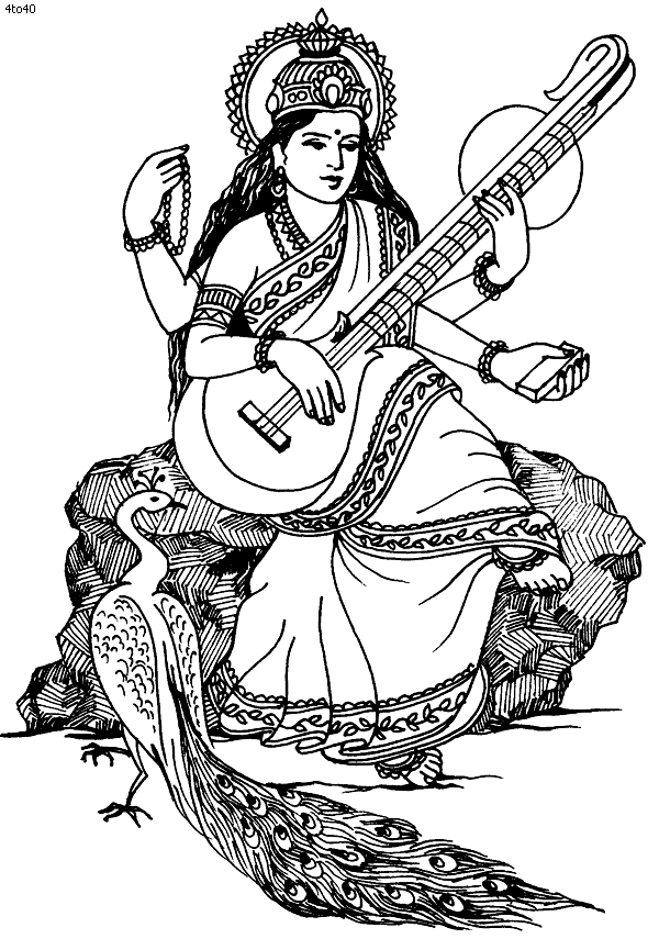Saraswati Puja Photo Drawing