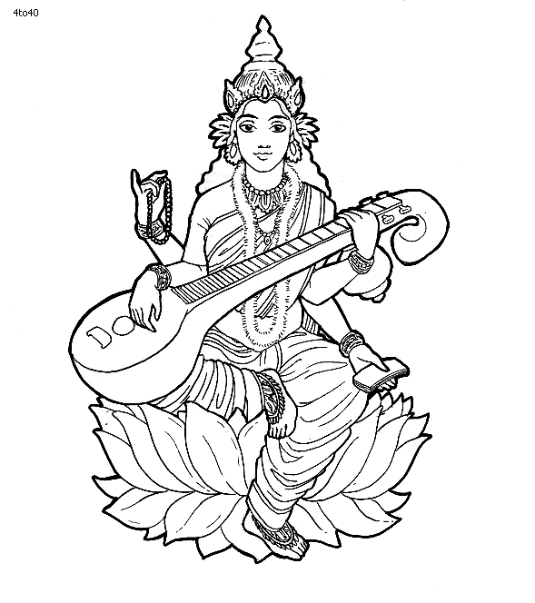 Saraswati Puja Pic Drawing