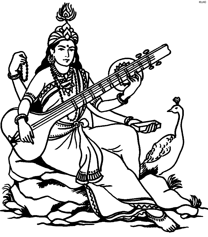 Saraswati Puja Picture Drawing