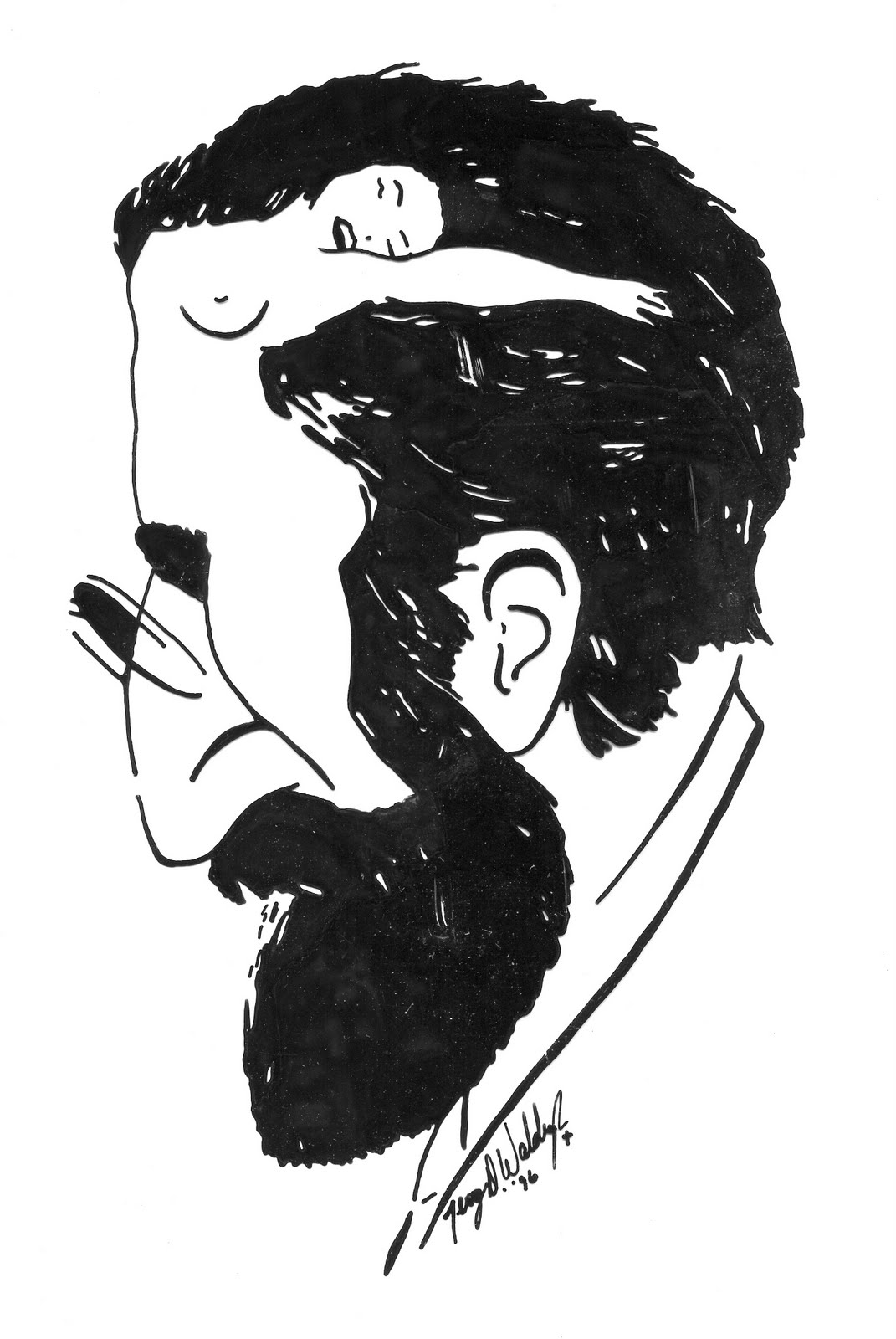 Sigmund Freud Realistic Drawing