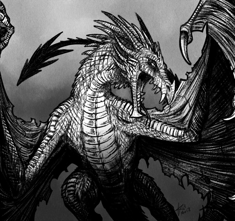 Skyrim Evil Dragon Beautiful Image Drawing