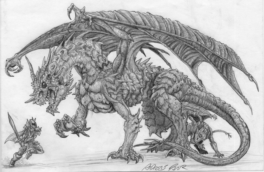 Skyrim Evil Dragon Photo Drawing