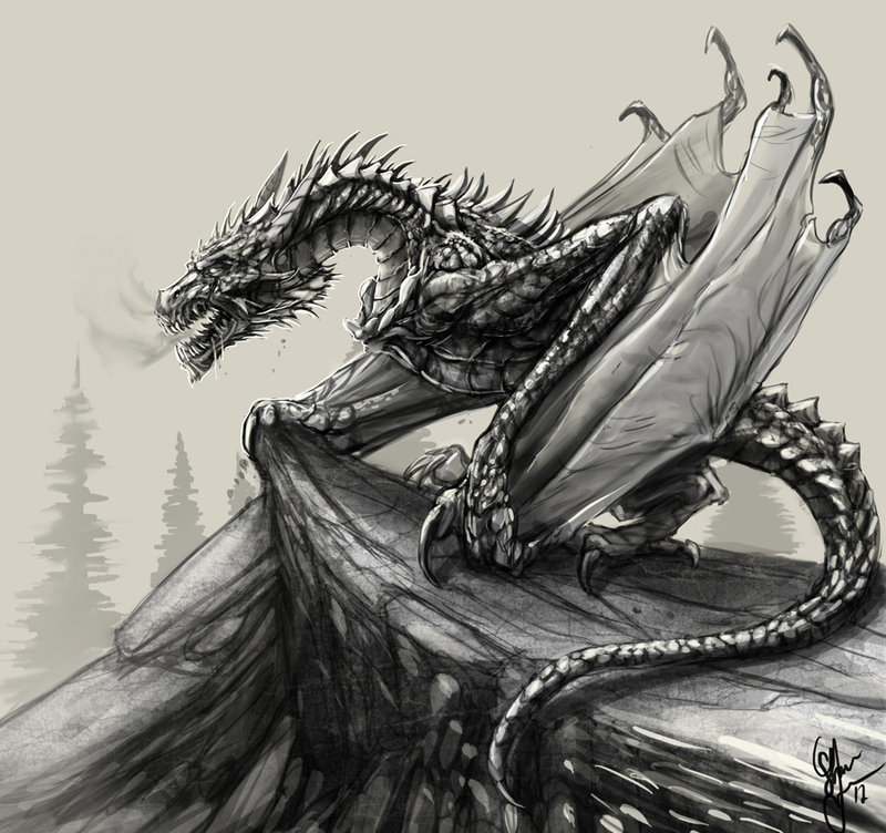 Skyrim Evil Dragon Sketch