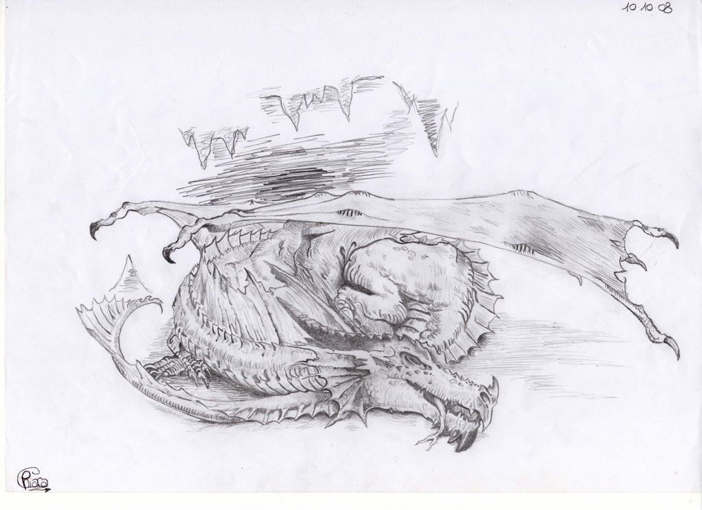 Sleeping Dragon Beautiful Image Drawing