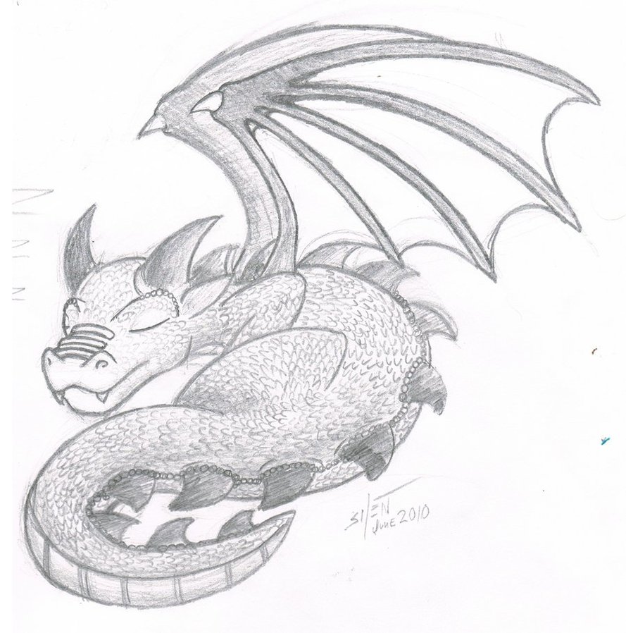 How To Draw A Sleeping Dragon Step by Step Drawing Guide by Dawn   DragoArt