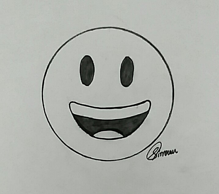 Smiling Face With Open Mouth Emoji Sketch Drawing