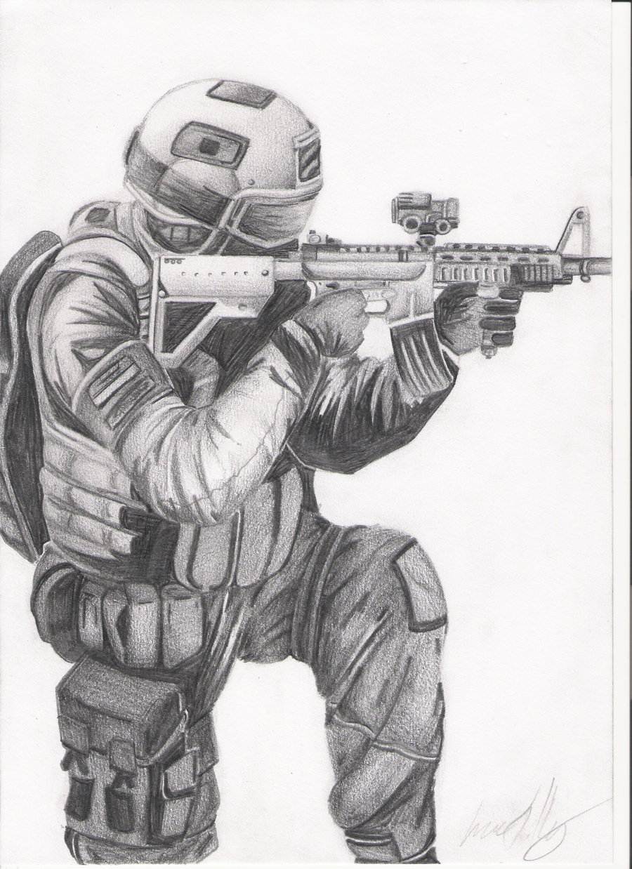 Soldier High-Quality Drawing
