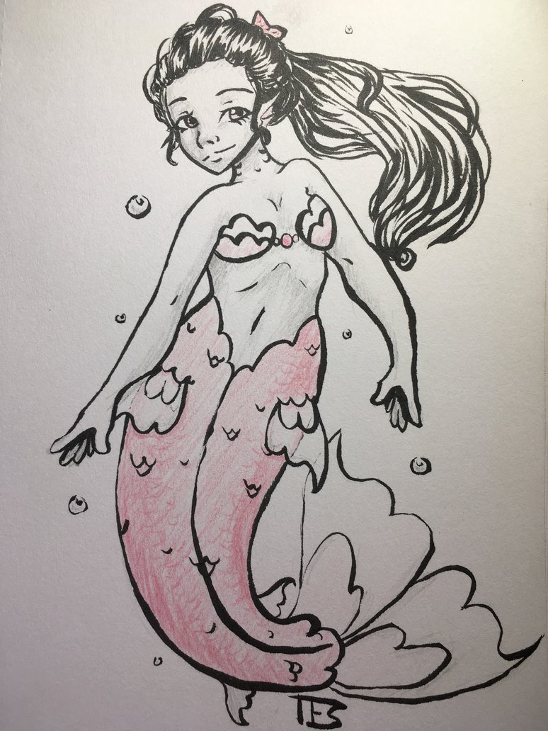 Tailed Mermaid Beautiful Image Drawing