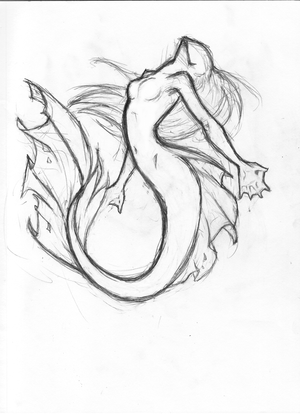 Tailed Mermaid Drawing