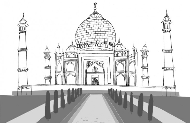 Taj Mahal High-Quality Drawing
