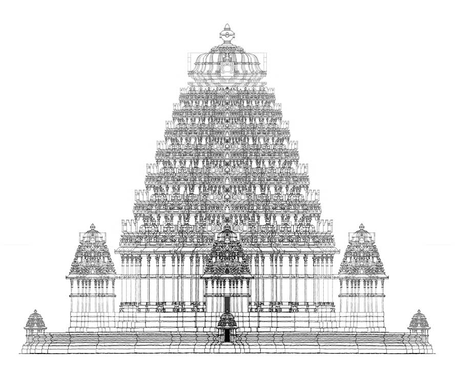 Temple Realistic Drawing