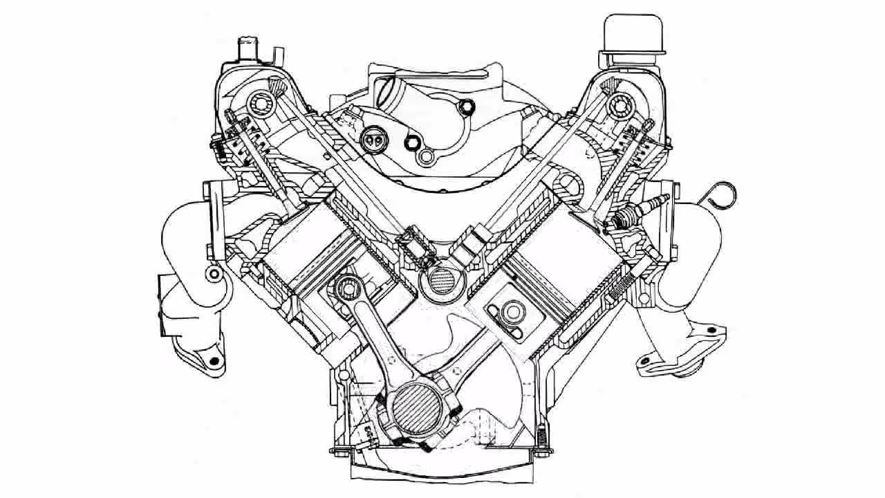 V8 Engine Beautiful Image Drawing