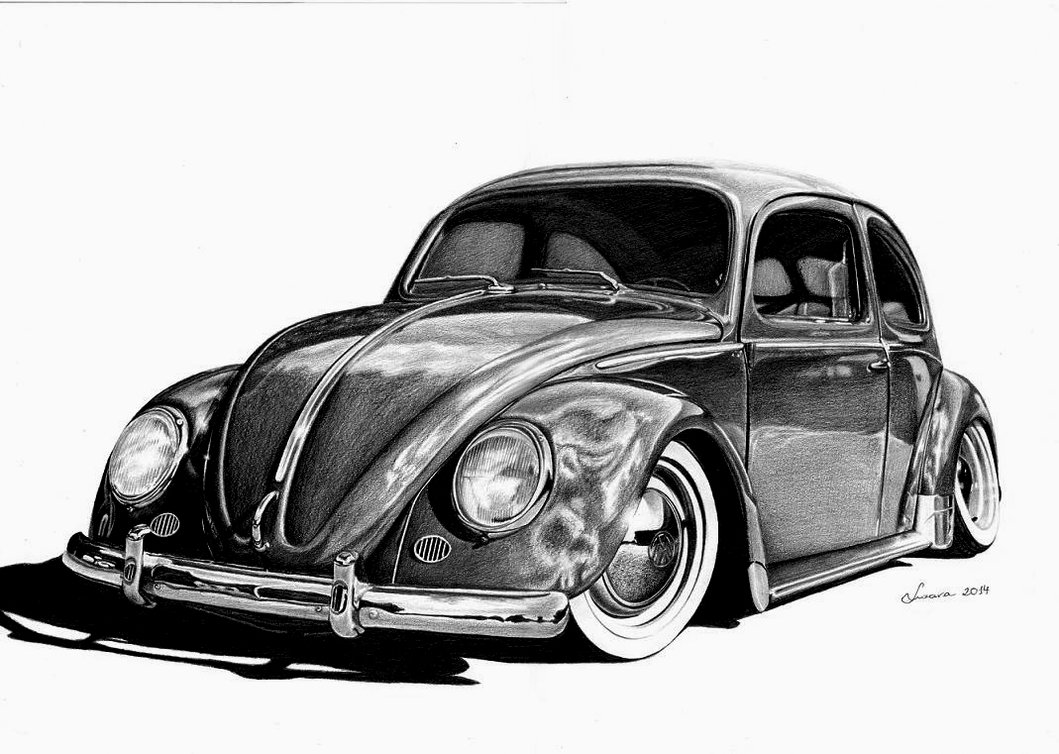 VW Beetle Drawing Art