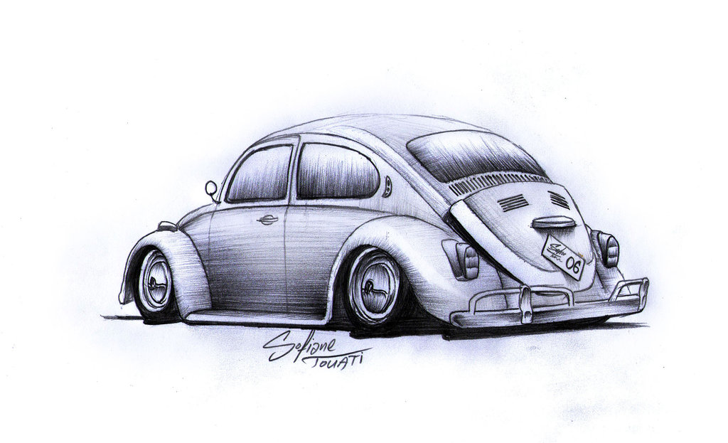 VW Beetle High-Quality Drawing