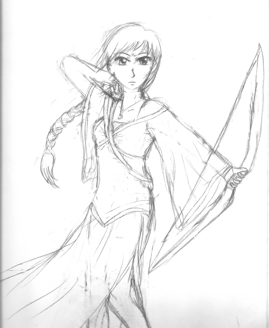 Warrior Girl Drawing Image